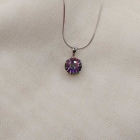 4.8 Carat Mystic Quartz Rainbow S925 Sterling Silver Pendant and Necklace - Picture 11 of 13